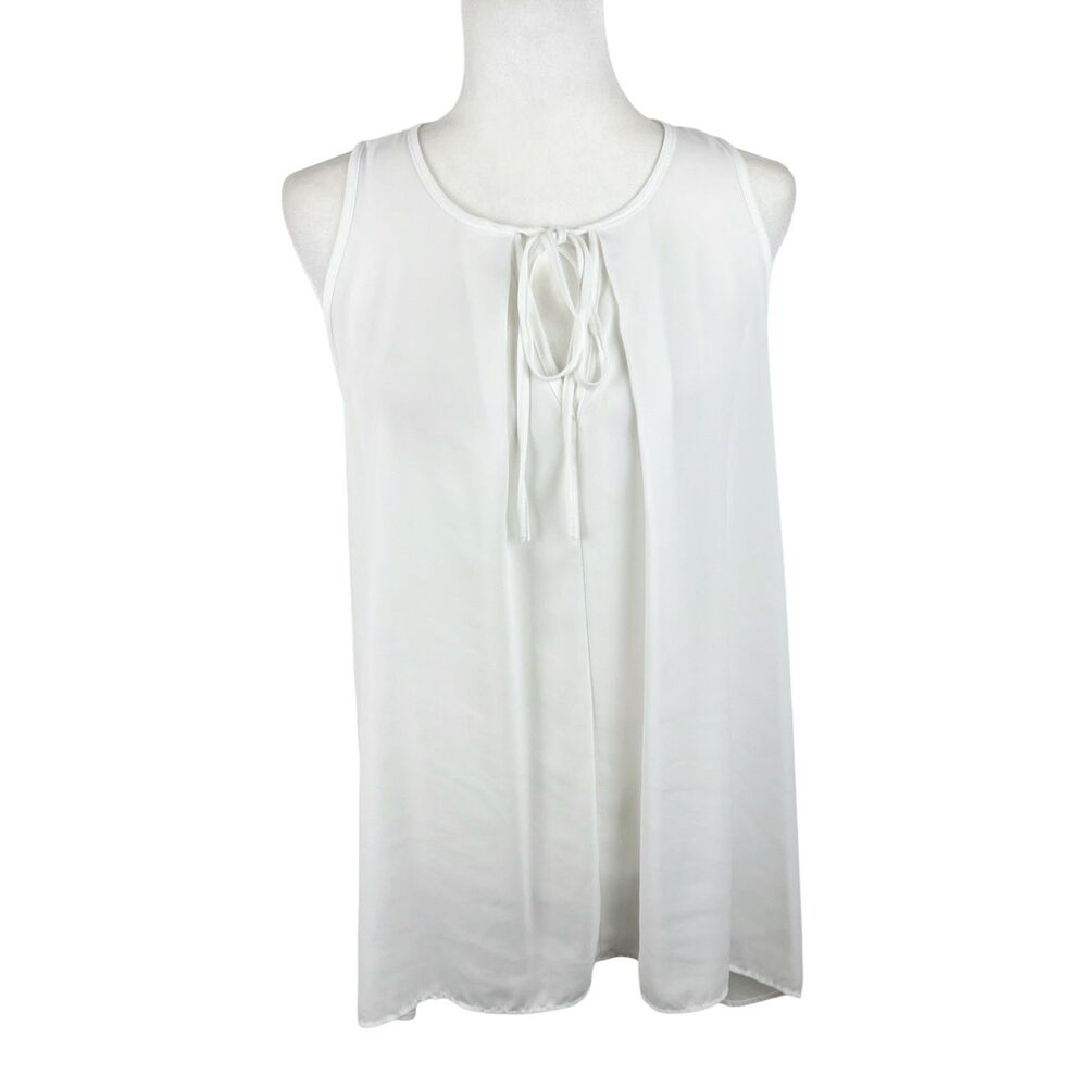 Vision USA Tank Top Women Small Sleeveless Blouse A-Line Relaxed Fit Tie Neck